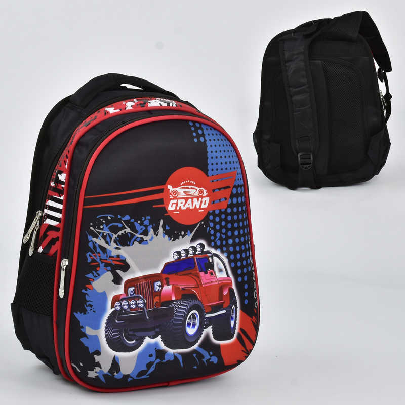 Рюкзак школьный 00112 Машинка Черный с красным (2-00112-67805)