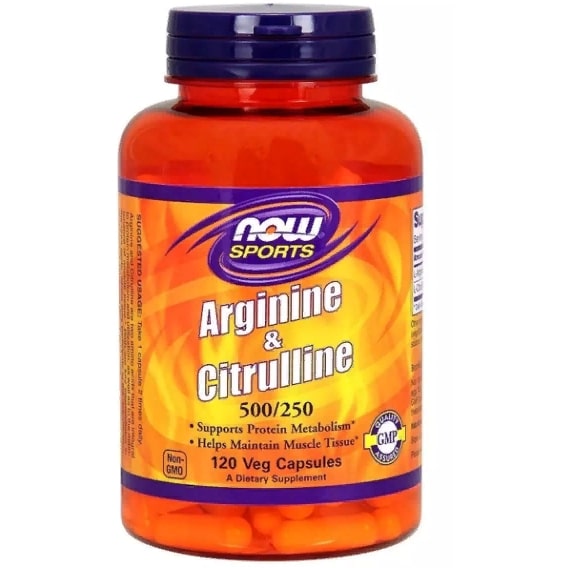 Аргинин NOW Foods Arginine And Citruline, 500mg/250 mg 120 Veg Caps