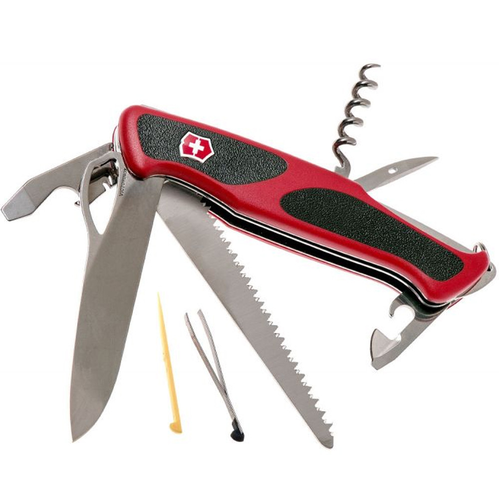 Складной швейцарский нож Victorinox Ranger 79 M Grip в блистере 13 см Черно-красный (0.9563.MCB1)