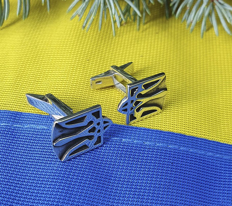 Запонки с гербом Украины Maxi Silver 6228