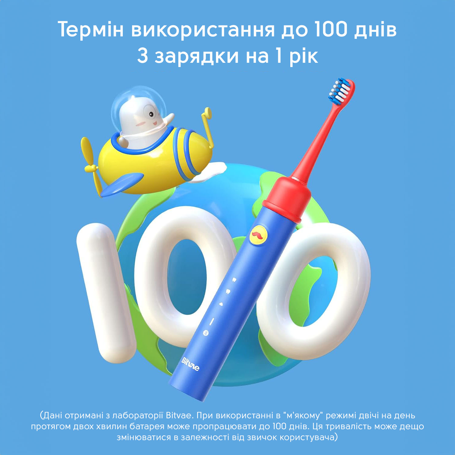 Детская электрическая зубная щетка Bitvae Smart K7S Kids Blue