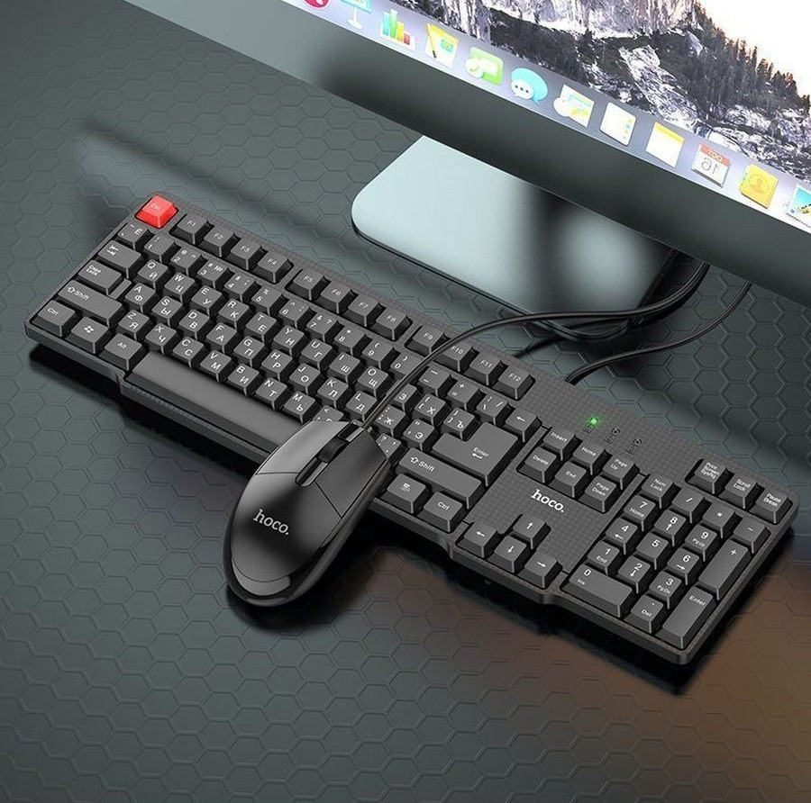 Комплект проводной клавиатура с мышью Hoco GM16 Black