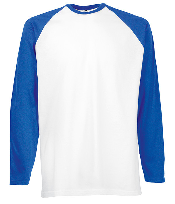 Жіночий лонгслів Fruit of the Loom Long sleeve baseball XL Біло-синій (0610280AWXL)