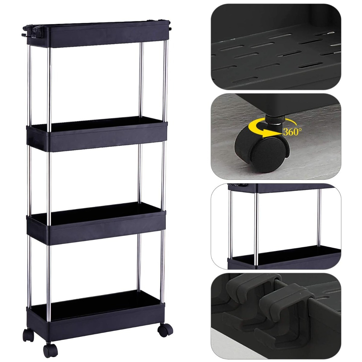 Этажерка A-PLUS 400SR 40х12,3х87,2 см Черный