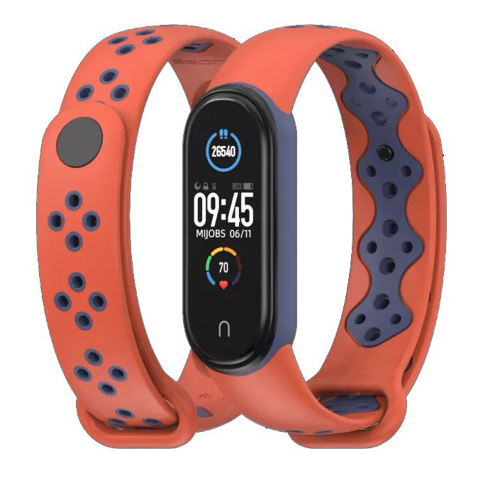 Ремешок MiJobs Sport Style для Xiaomi Mi Band 5 / 6  Orange Blue