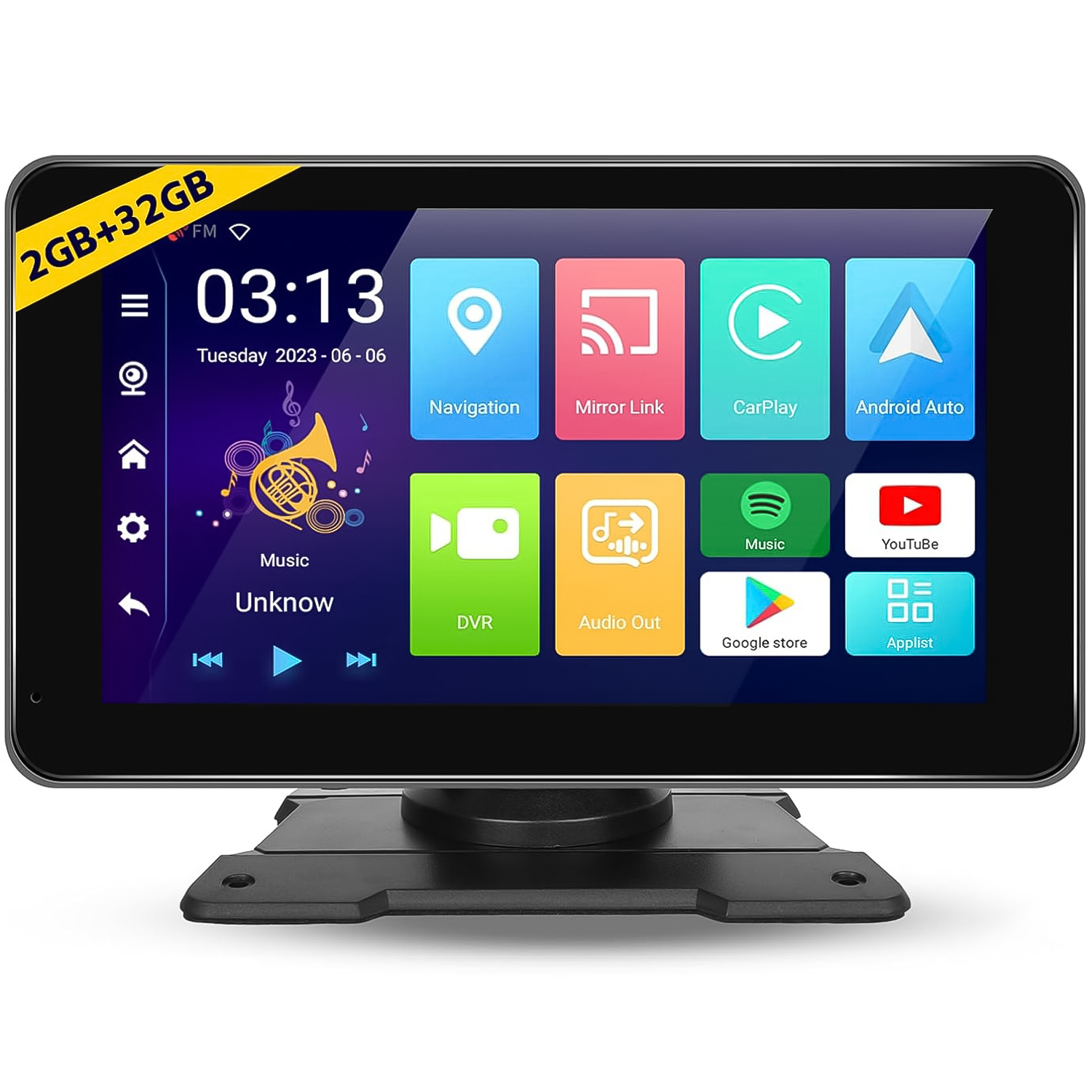 Автомобильный мультимедийный монитор с сенсорным экраном Podofo A3429 Bluetooth FM GPS 7" Black (1127)