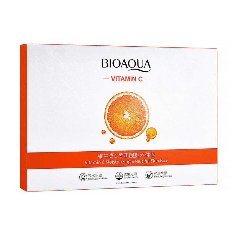 Набор по уходу за лицом Bioaqua Vitamin C Set 6в1 увлажняющий для сужения пор