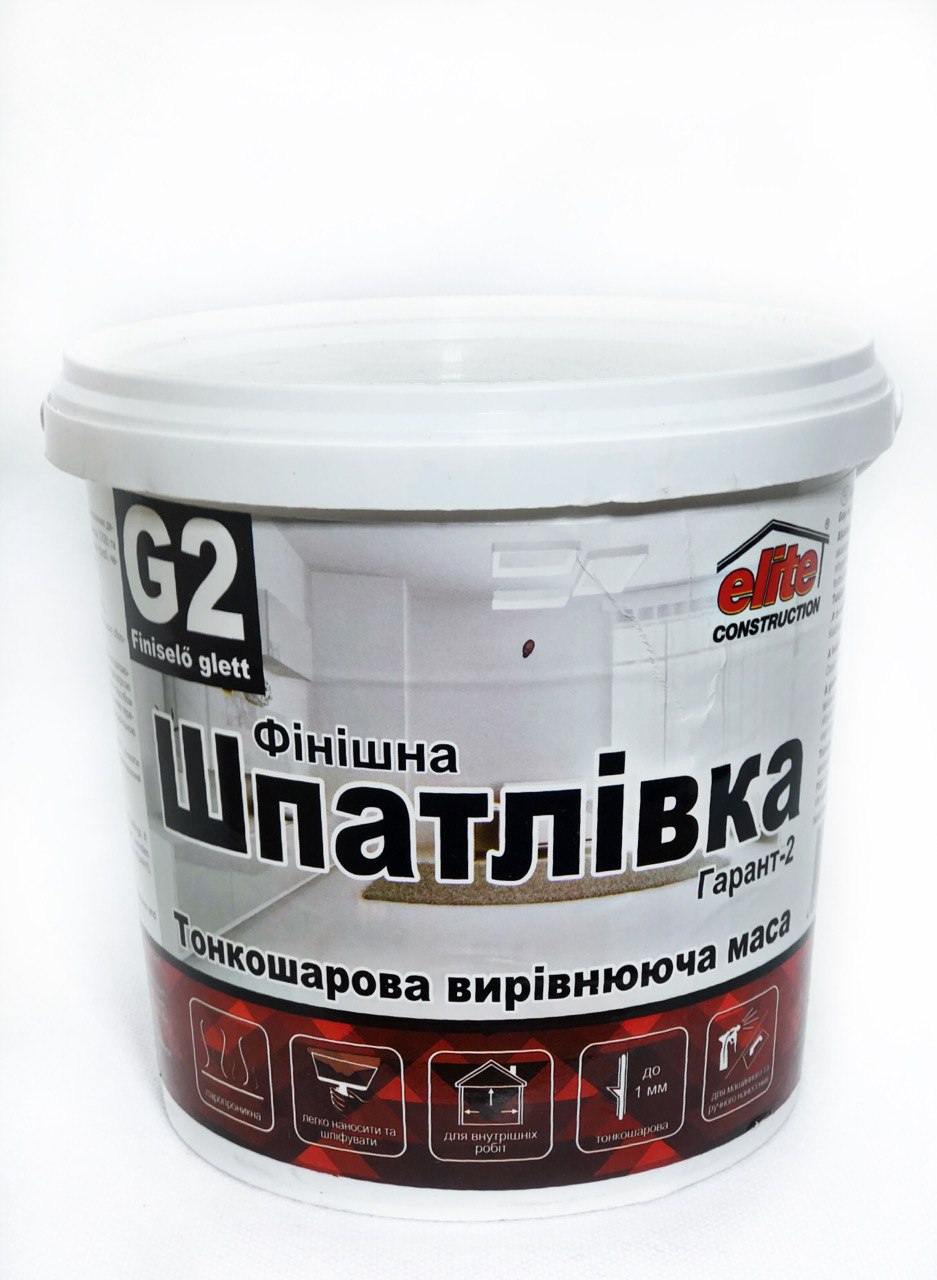 Фінішна шпаклівка Elite Construction Гарант-2 1.5 кг Білий