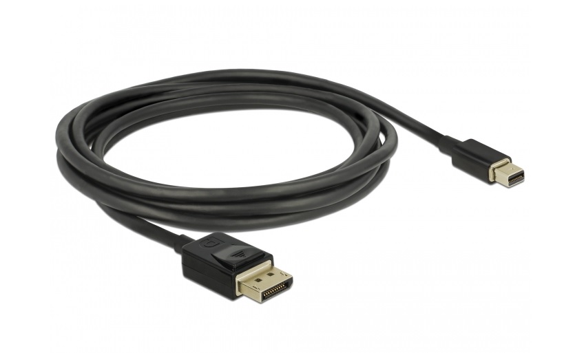 Кабель монітора-сигнальний Delock DisplayPort-mini M/M 2.0m v1.4 8K@60Hz 19p D=4.5mm Gold Cu чорний (70.08.4928)