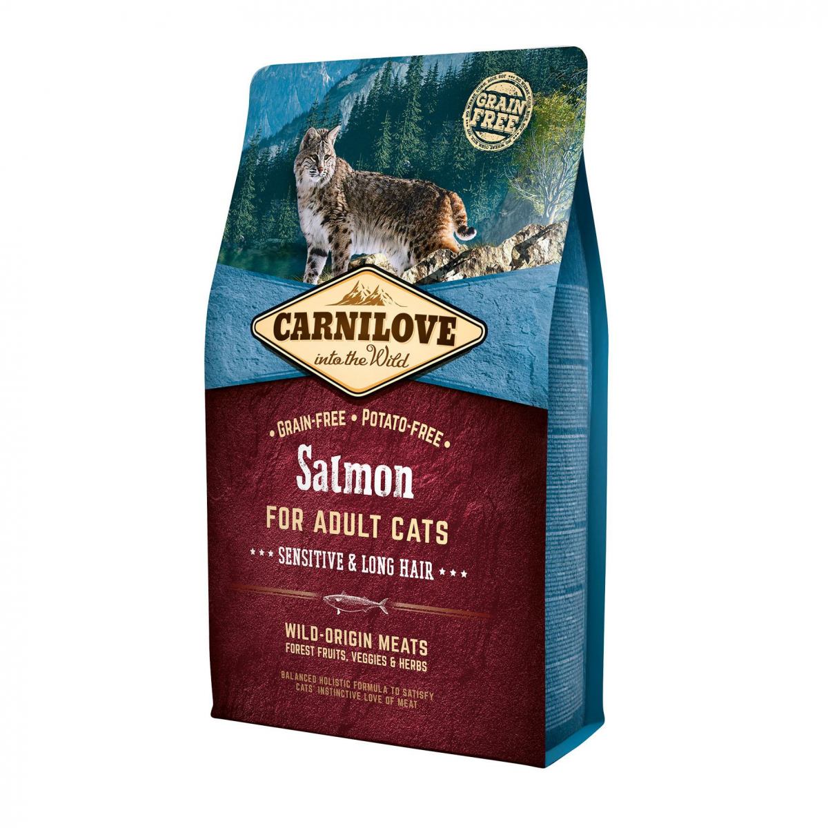 Корм для кошек с чувствительным пищеварением Carnilove Sensitive Long Hair Salmon 2 кг с лососем