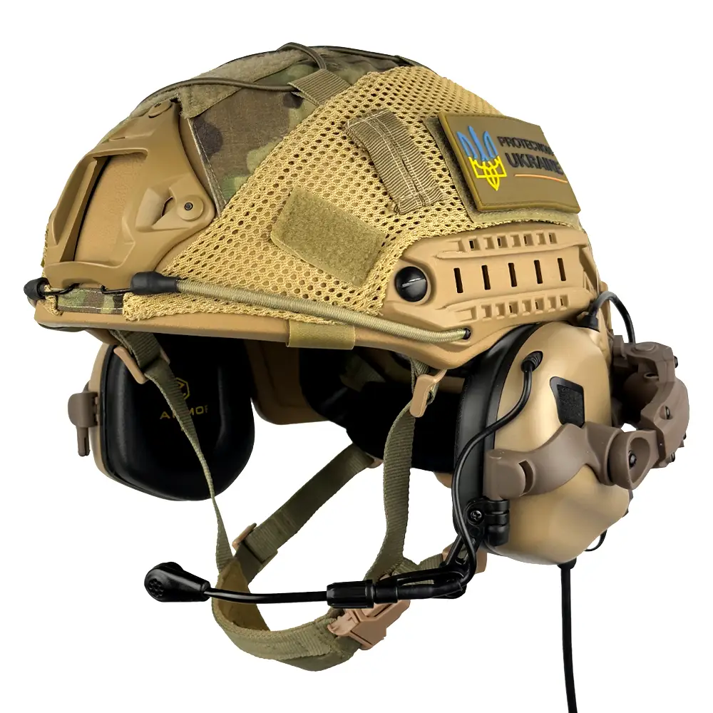 Комплект шлем кевларовый FAST Helmet NIJ IIIA/наушники Earmor M32 Mod3 с чебурашкой/кавер L Мультикам