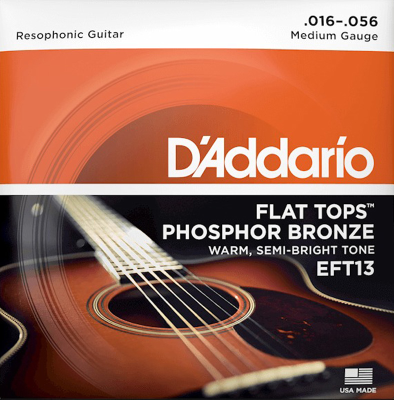 Струны для акустической гитары 6 шт D'Addario EFT13 Phosphor Bronze Flat Tops Medium Acoustic Guitar Strings 16/56
