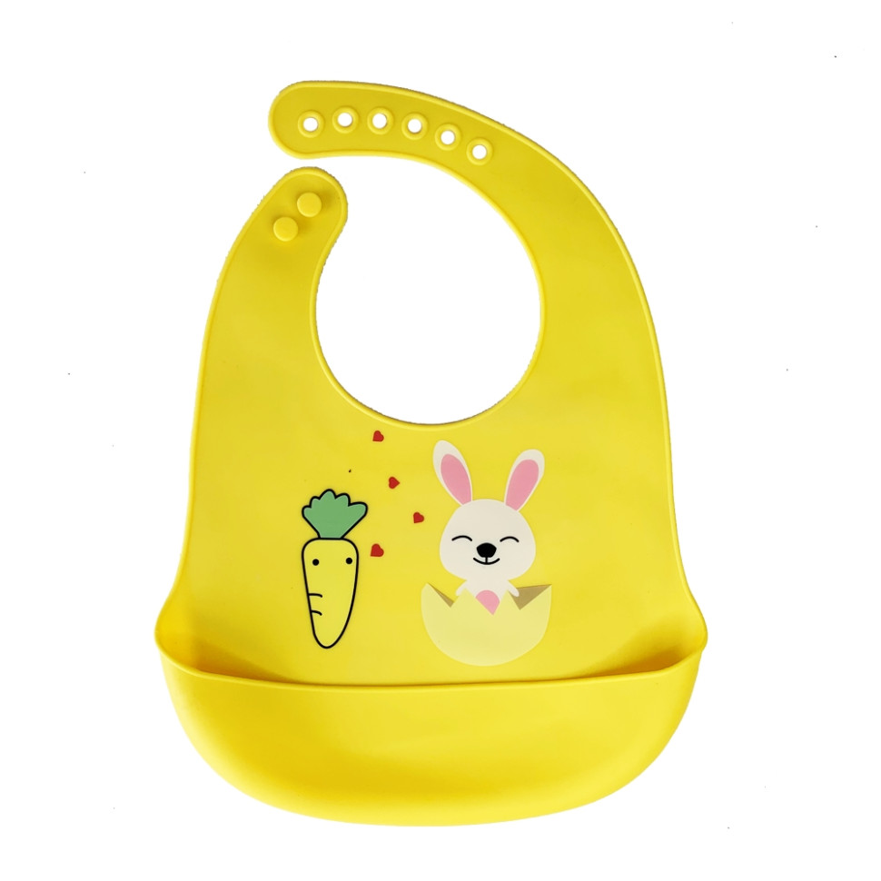 Слюнявчик силиконовый "Зайка" Mega Zayka MGZ-0611(Yellow) с карманом
