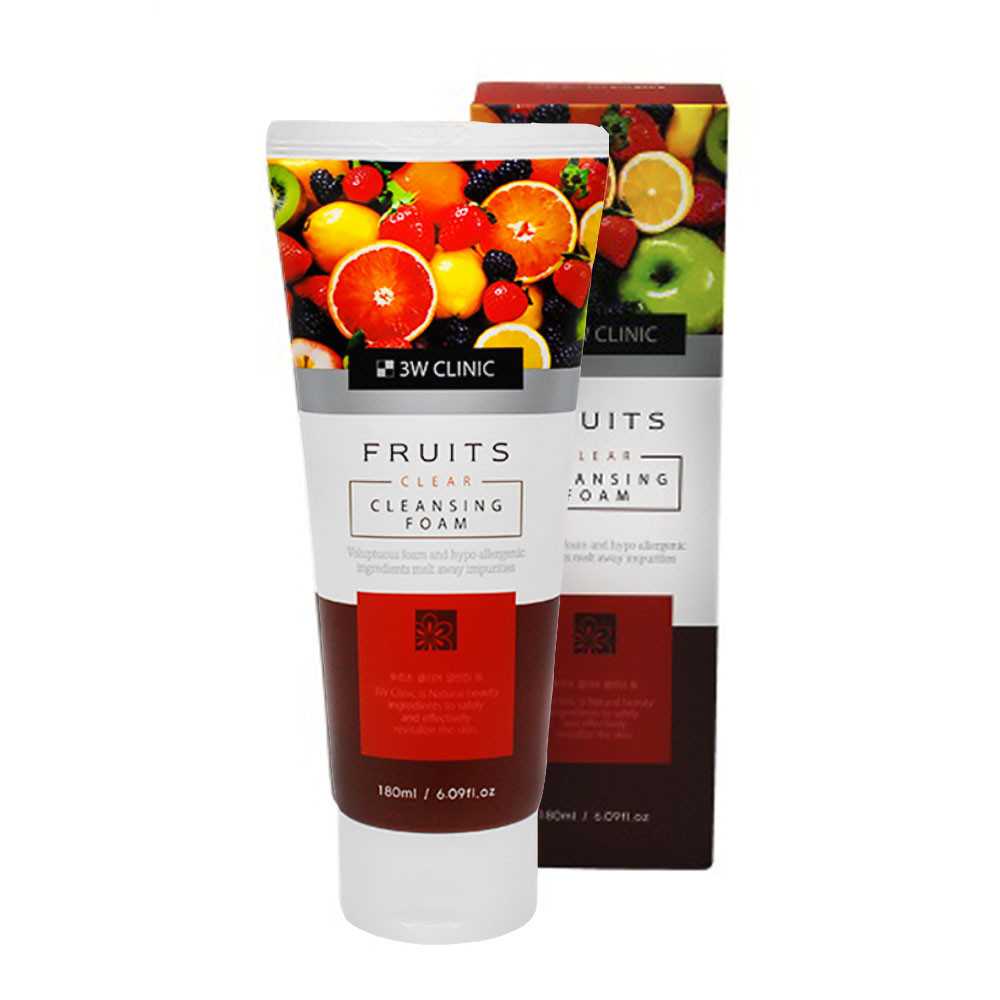 Пенка для умывания с фруктовыми экстрактами 3W Clinic Fruits Clear Cleansing Foam 180 мл (8809494585213)