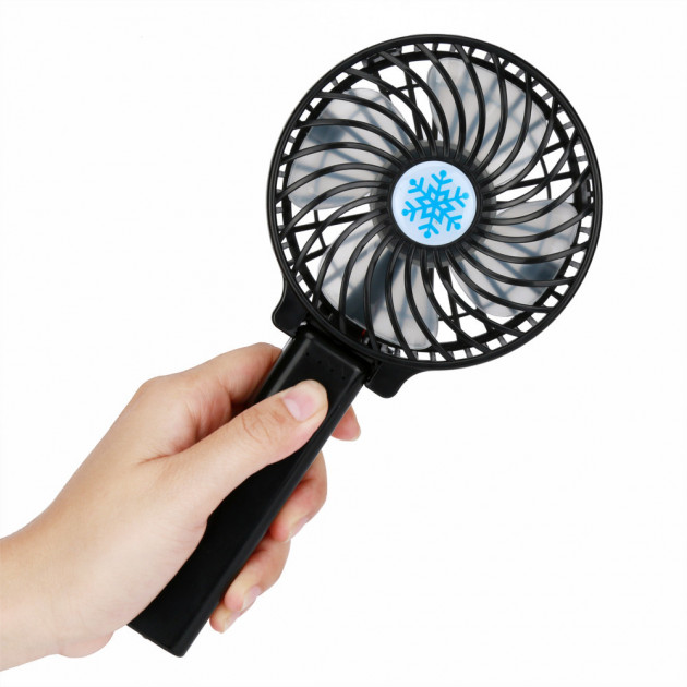 Вентилятор акумуляторний міні із ручкою USB діаметр 10см Handy Mini Fan чорний