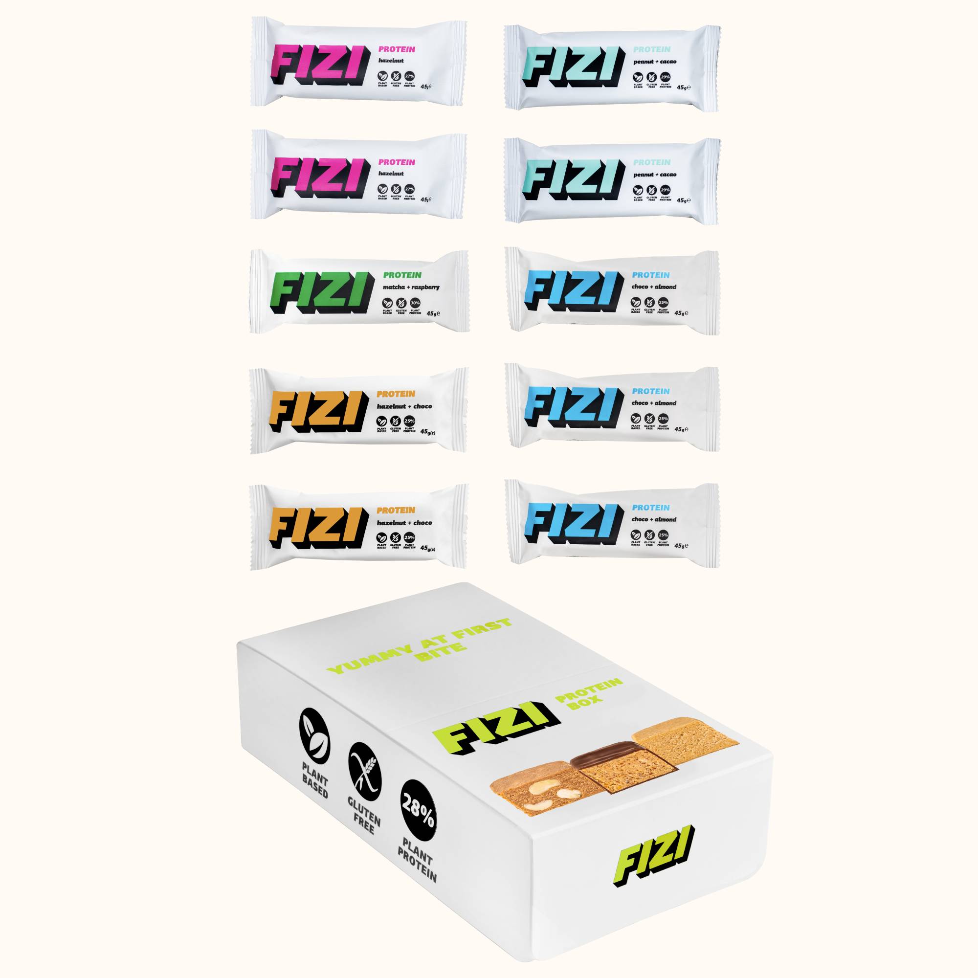 Набор протеиновых батончиков FIZI Protein box 10 шт Веган (4820262540405)