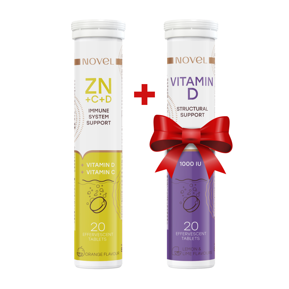 Вітаміни шипучі NOVEL Vitamin C + Zinc + D №20 + Вітаміни шипучі NOVEL Vitamin D 1000 MO №20