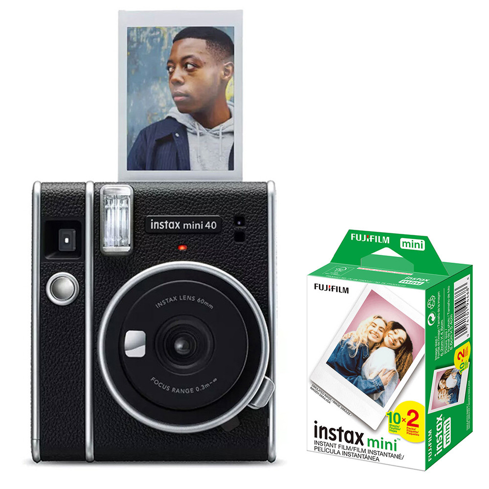 Фотоаппарат Fujifilm Instax Mini 40 и фотобумага на 20 листов Black