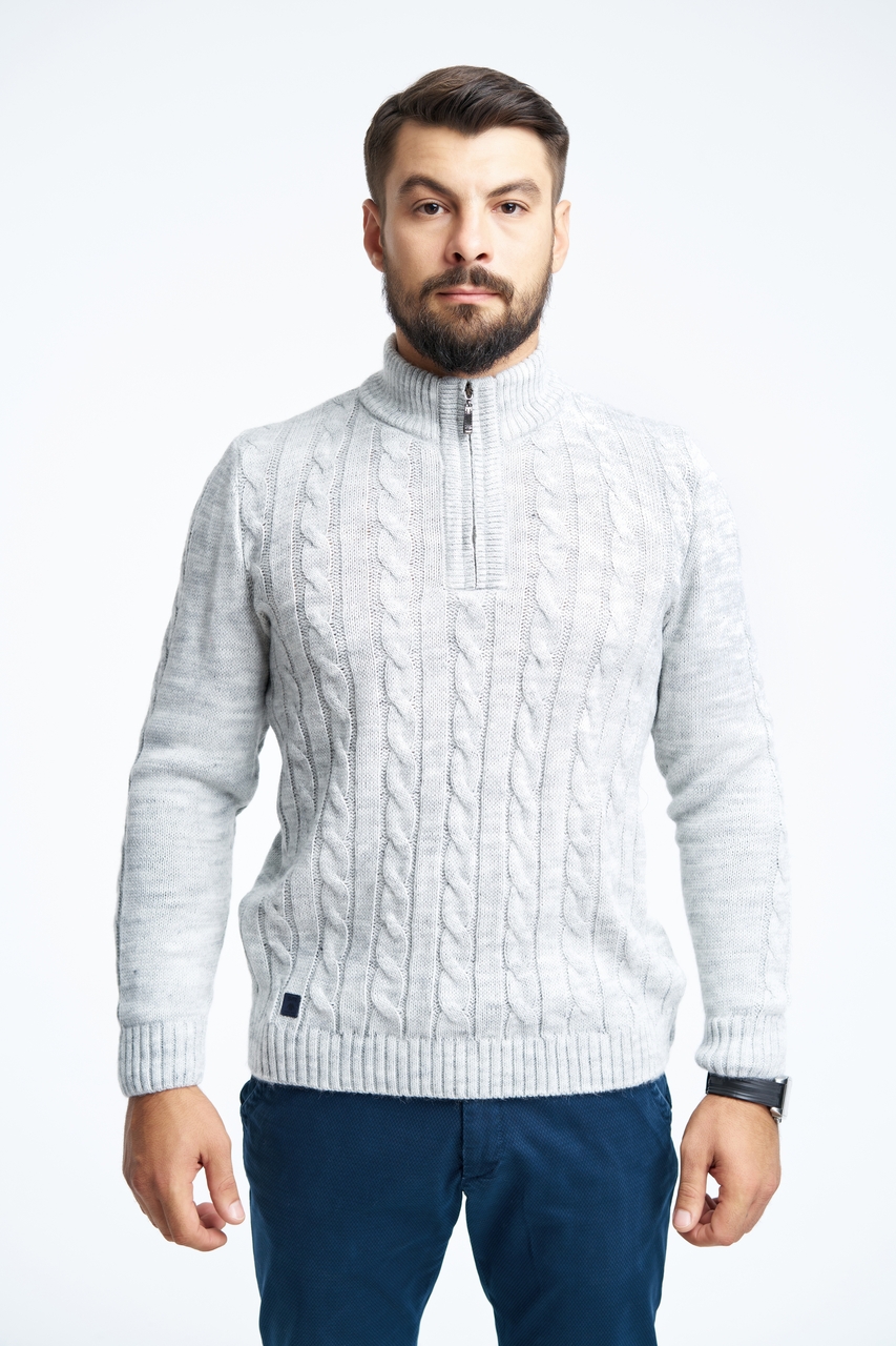Теплий светр із блискавкою SVTR 54 Світло-сірий (397)