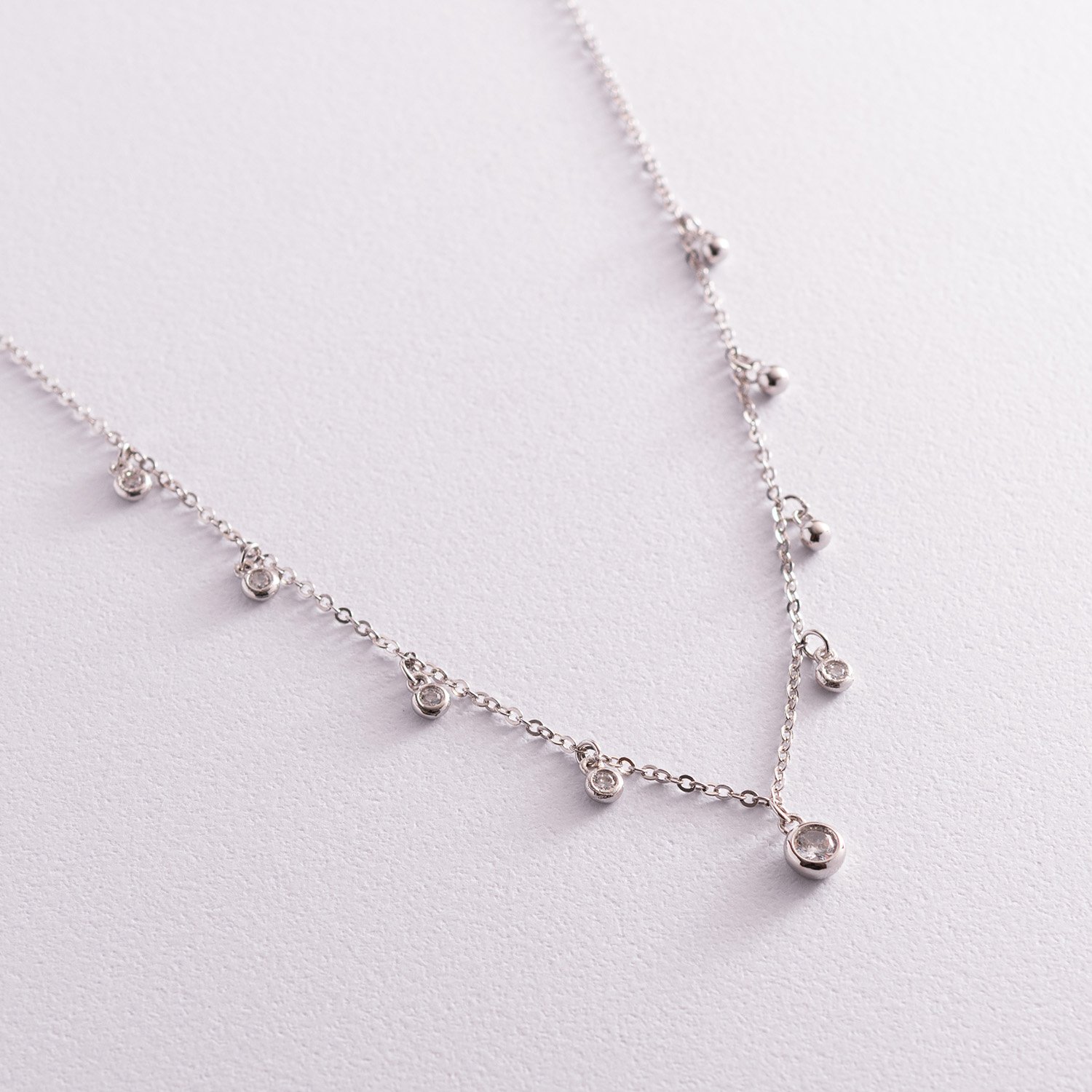 Серебряное колье с фианитами 18653 Оникс 47 Белый