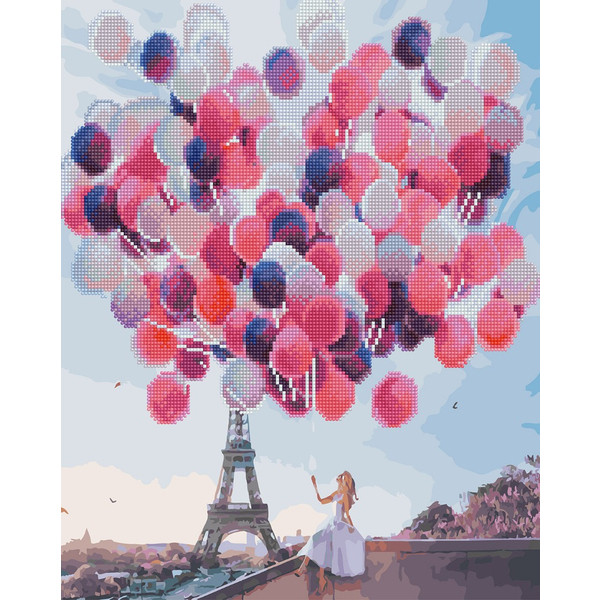 Алмазна мозаїка-картина BrushMe Париж у повітряних кульках 40х50 см GZS1120