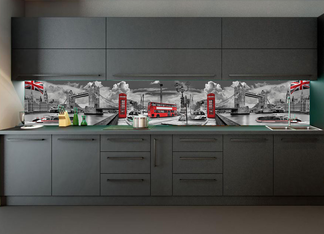 Наклейки фартух кухонний Zatarga Тауерський міст 600х2500 мм Сірий (Z180098/1)