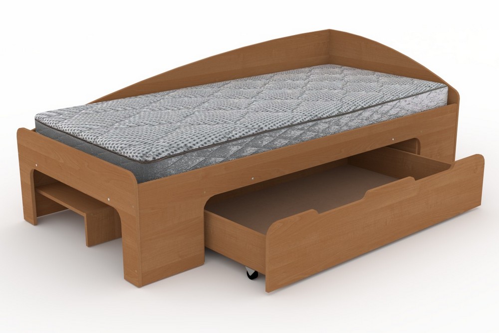 Односпальная кровать с ящиком Компанит-90+1 ольха