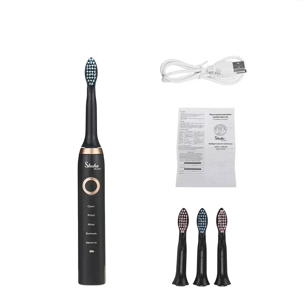 Зубная щетка Shuke SK-601 с аккумулятором 4 насадки Black (3_03293)