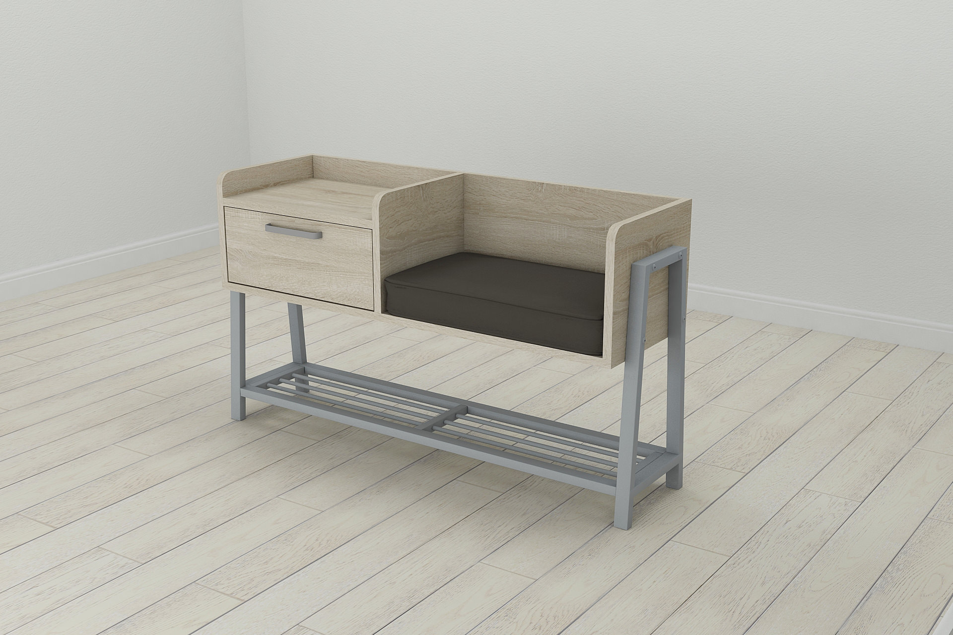 Банкетка із тумбочкою Ferrum-decor Бланка 540x1000x320 метал Сірий ДСП Сонома 16 мм (BLA0018)