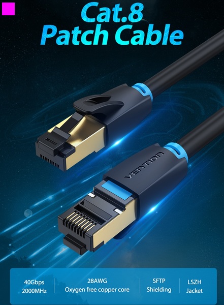 Патч-корд CAT 8 SFTP Ethernet 1 м Black IKABF