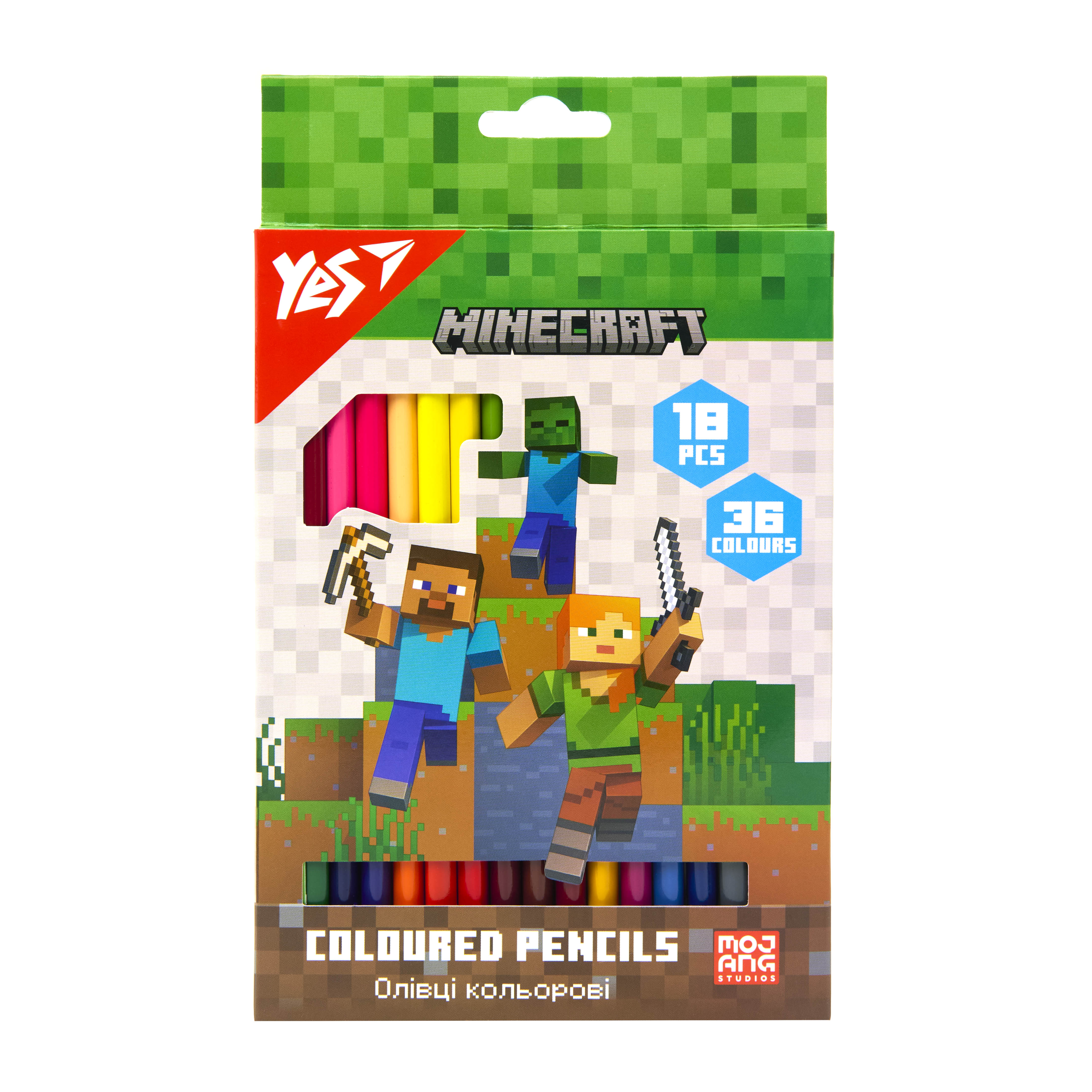 Карандаши цветные YES Minecraft 18/36 цветов (290768)