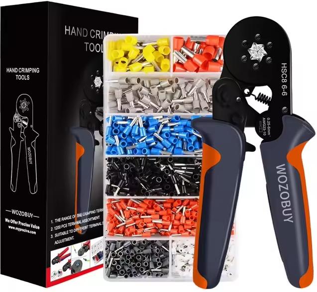 Клещи для обжима и зачистки кабелей WOZOBUY HSC8 6-6 2000PCS Kit 0.25-6 мм
