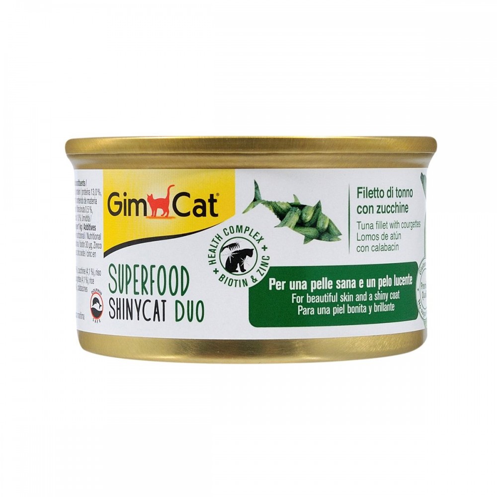 Влажный корм GimCat Shiny Cat Superfood для кошек с тунцом и цукини 70 г (G-414539/414577) (15948)