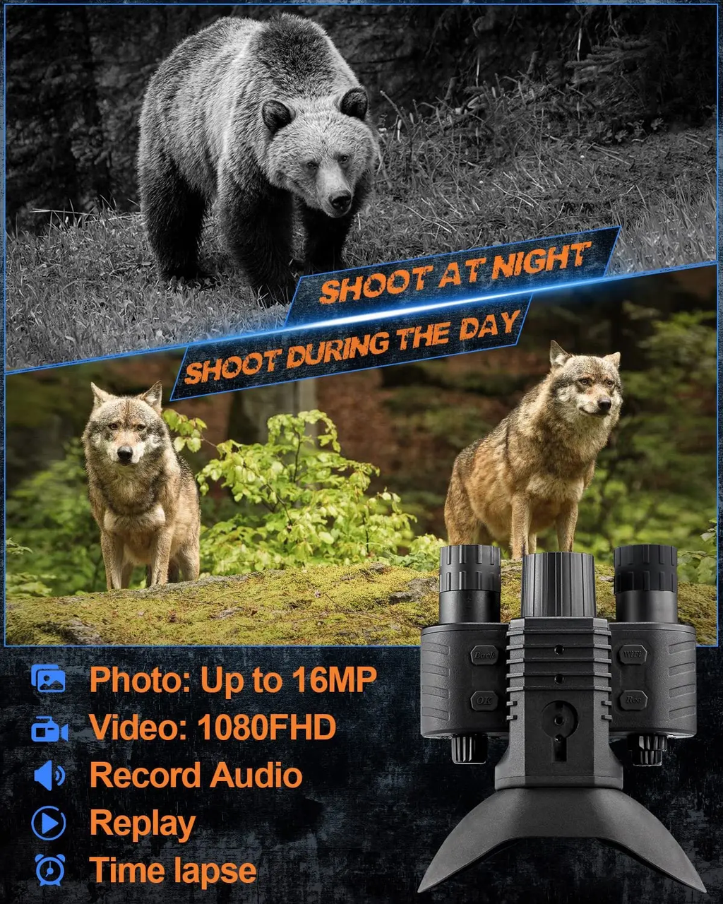 Прибор ночного видения с цифровым зумом FMA NV-880 8x16MP 1080P HD WiFi 850nm до 600м в темноте
