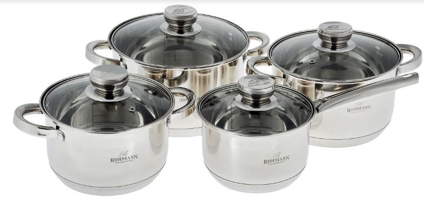 Набор кастрюль Bohmann 8 предметов BH-08-475 из нержавеющей стали