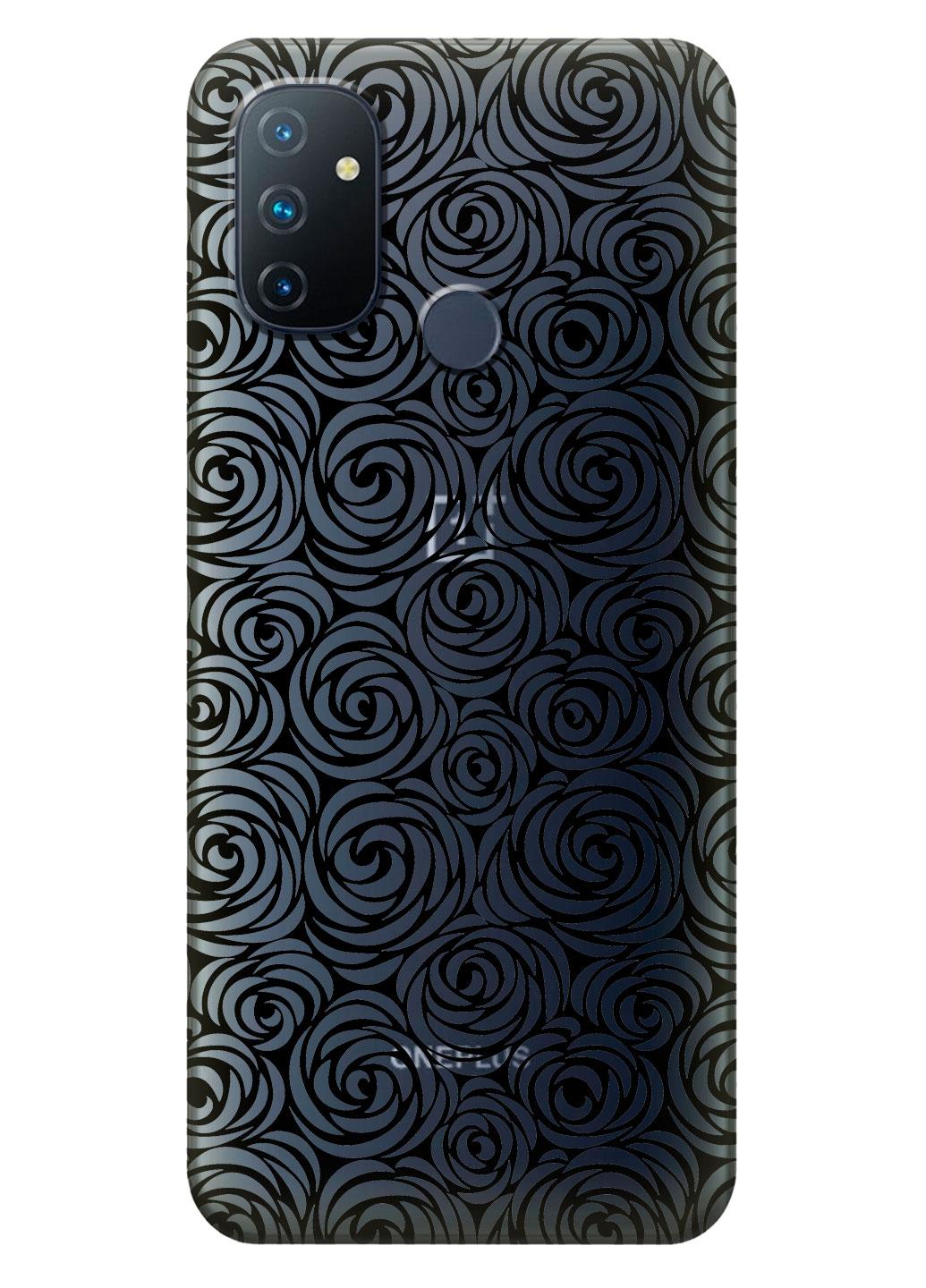 Прозрачный силиконовый чехол iSwag для OnePlus Nord N100 с рисунком - Черные узоры (KS14623)
