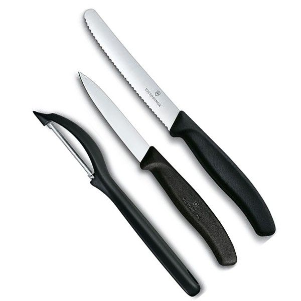 Набір кухонних овочевих ножів та овочечистки Victorinox Swiss Classic Paring Set 3 шт Чорний (6.7113.31)