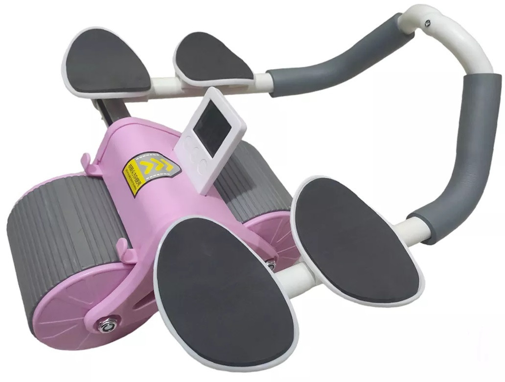 Фитнес колесо для пресса RIAS Double Wheel с упорами для локтей Purple-Grey