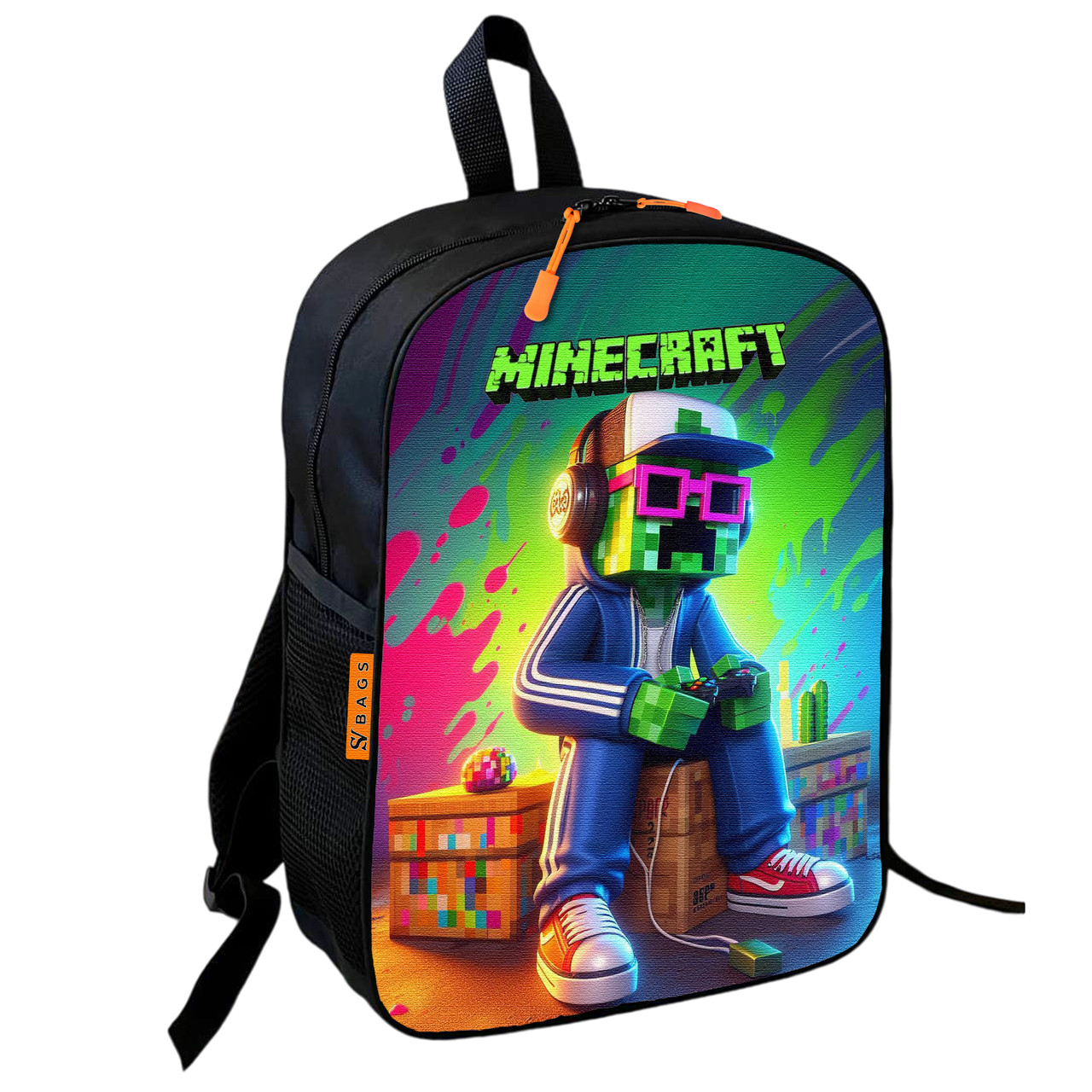 Дитячий шкільний рюкзак Minecraft Крипер в окулярах 36х27х13 см