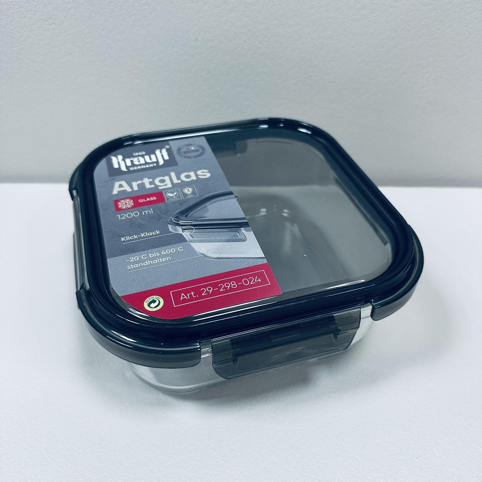 Контейнер стеклянный квадратный с пластиковой крышкой Krauff Artglas 29-298-024 1200 мл Темно-синий (23637)
