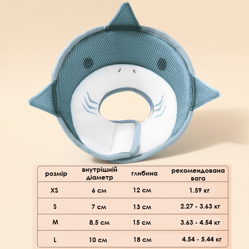 Мягкий воротник-подушка для кошек Lesko DT-613 L Gray Shark 12484-84544