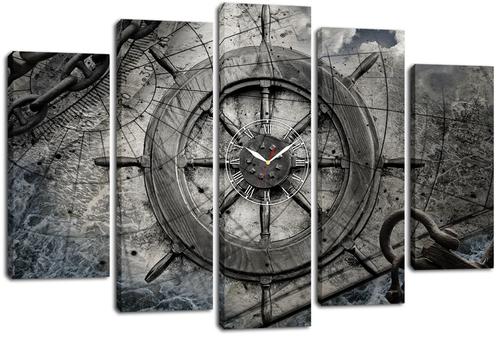Настінний годинник-картина на полотні Декор Карпати 80x120 см (chf52)