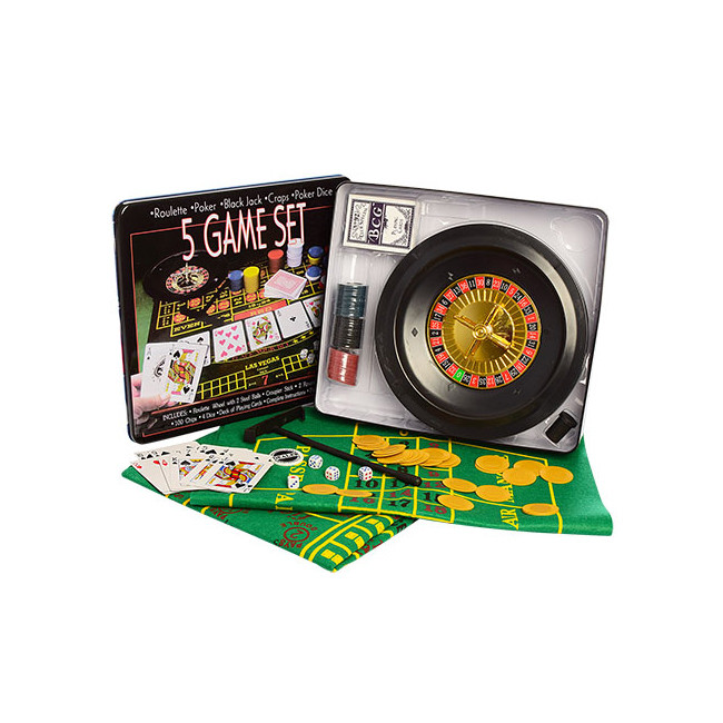 Набір для покеру Maxland "5 Game Set" (D25354) у металевій коробці