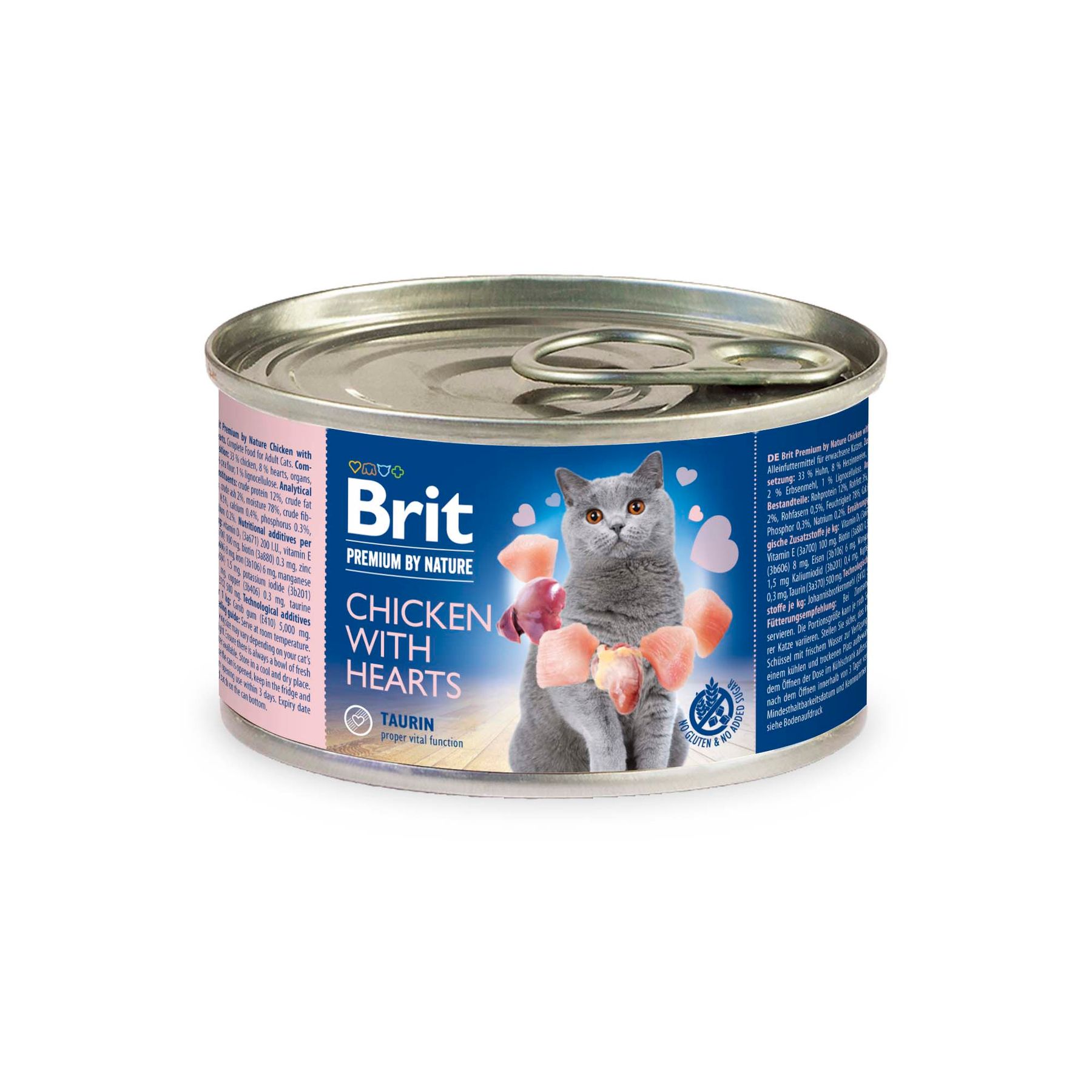 Вологий корм для котів Brit Premium Chicken Hearts 200 г (паштет з куркою та серцем)