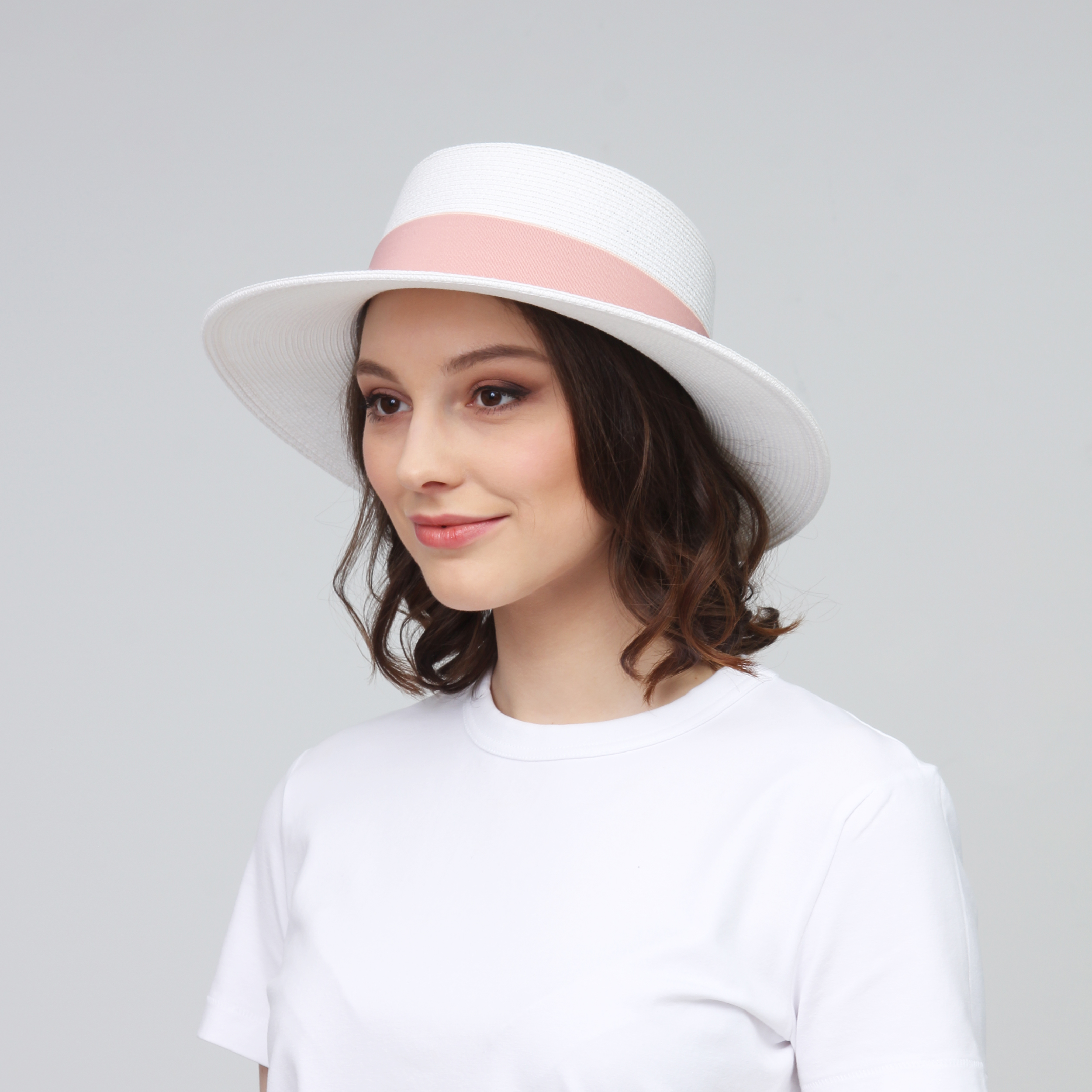 Шляпа женская канотье LuckyLOOK 375-780 One size Белый