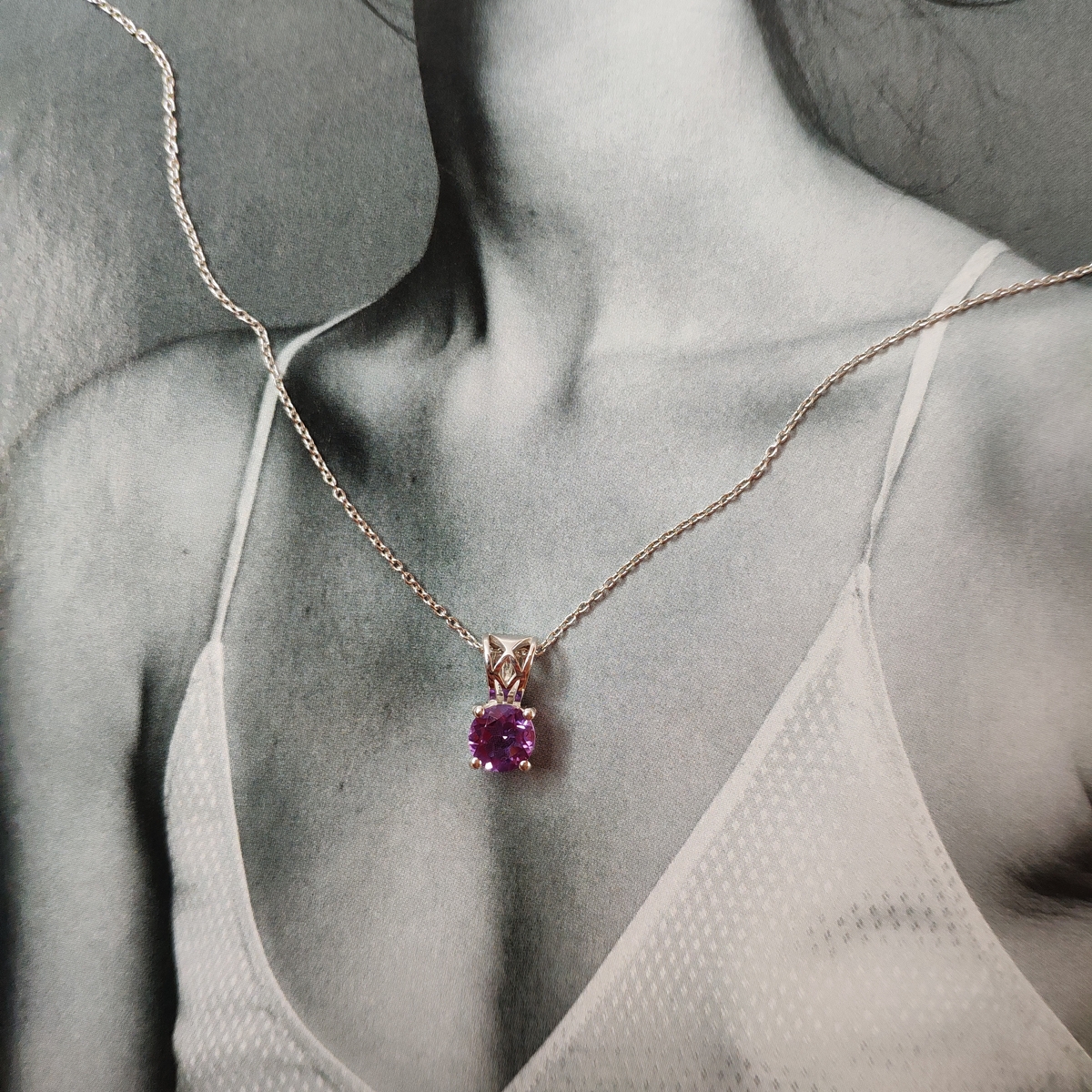 Серебряное колье SilverBreeze с натуральным аметистом 0.743ct (2126584) 450-500