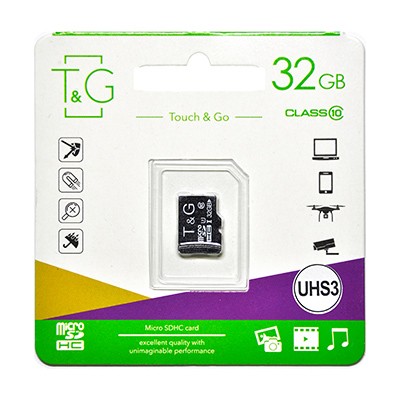 Карта памяти MicroSDHC 32GB UHS-I U3 Class 10 T&G (TG-32GBSD10U3-00)