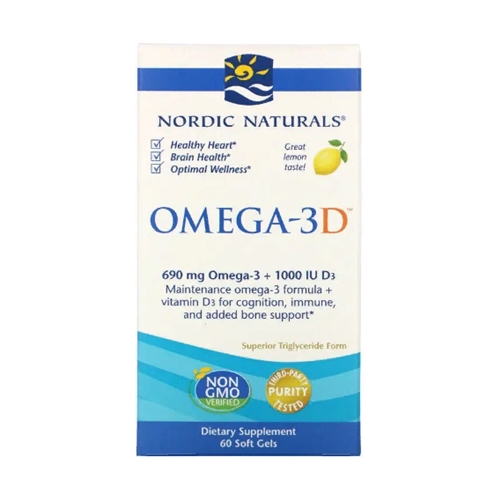 Омега 3 Nordic Naturals Omega-3D 1000 mg 60 Soft Gels Great Lemon taste