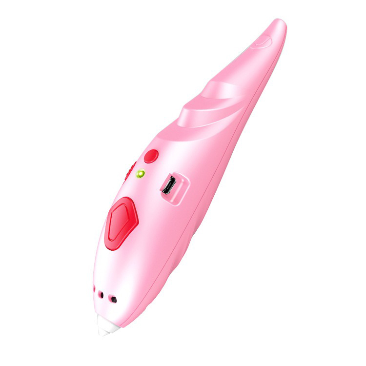 3D ручка с аккумулятором Constract Toys 9902 для объемного рисования пластиком + трафареты и 115м пластика Розовый