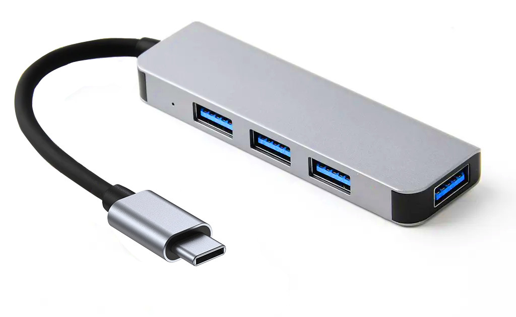 Концентратор USB-хаб RIAS DC0001 Type-C 4 порти USB 3.0 Silver (3_02566)